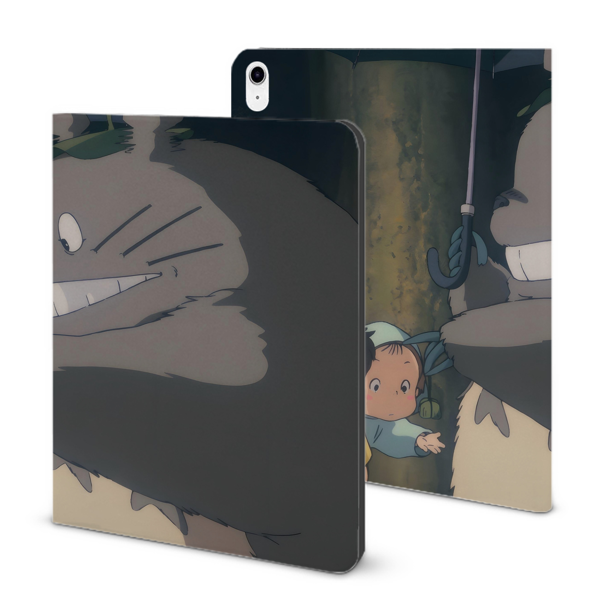 （画像用） となりのトトロ 草壁メイ 草壁サツキ My Neighbor Totoro Satsuki Kusakabe Mei Kusakabe IPad ケース ブック型 PUレザー TPU 耐衝撃 軽量 薄型 ペン収納なし 全面保護 IPad 各モデル対応